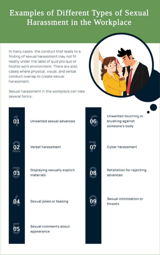 types of sexual harassment in the workplace infographic